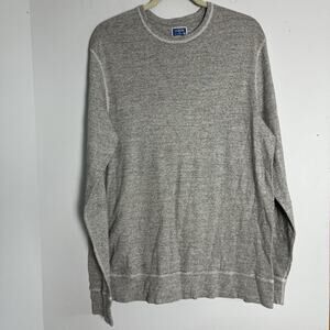 J. Crew Men Thermal 100% Cotton Gray Long Sleeve Crew Neck Shirt Size XL Slim